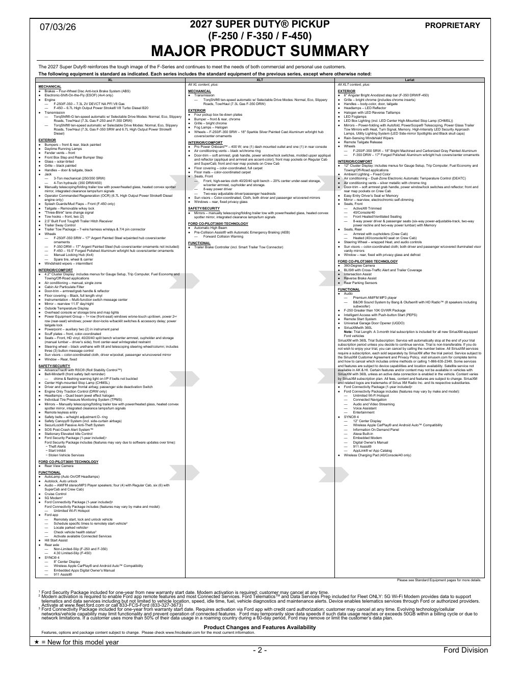 2027 Super Duty Order Guide page 2