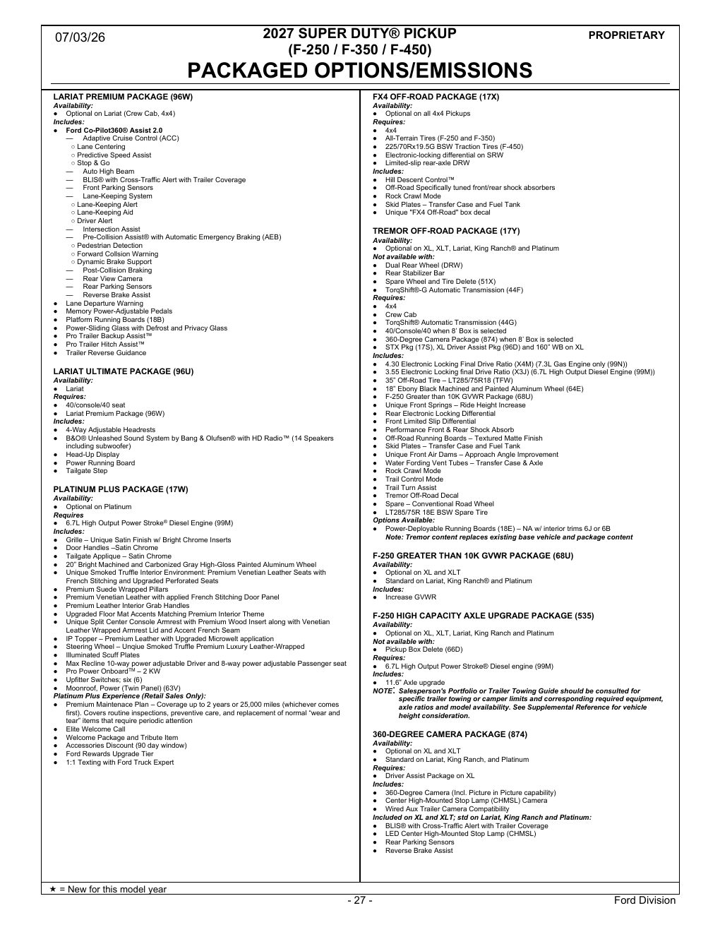 2027 Super Duty Order Guide page 27